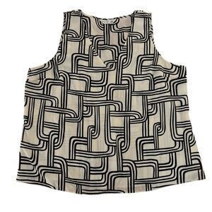 Nine West Black and Cream Sleeveless Blouse